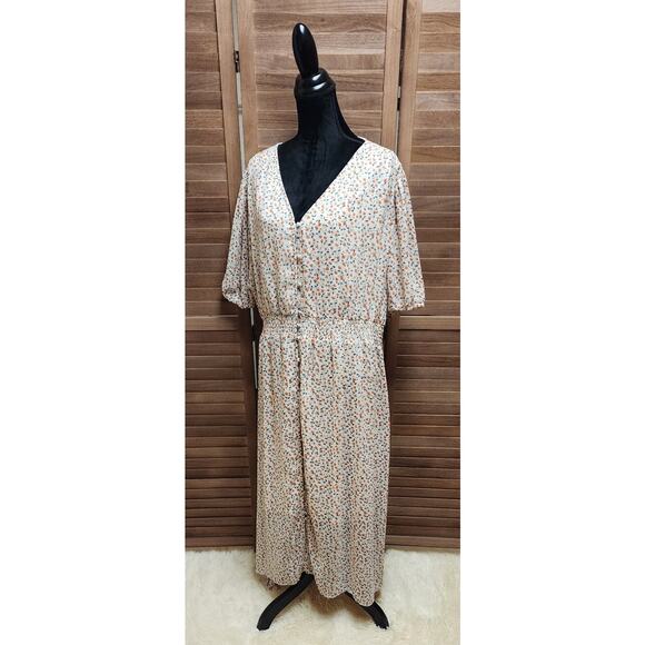 Hayden Los Angeles Midi Floral High Low Sheer Short-Sleeve Dress Plus Size 3X - Picture 5 of 8